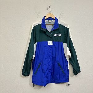 VINTAGE NIKE Windbreaker Jacket Colorblock Swoosh Full Zip Outdoor Retro